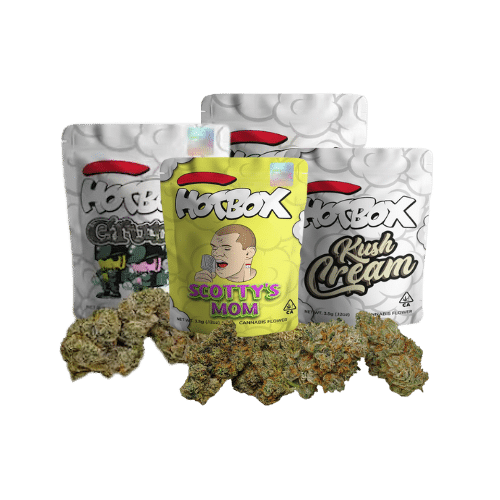 HotBox flower products featuring premium cannabis nugs, available for weed delivery.