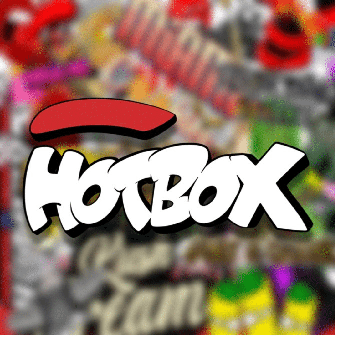 Logo of HotBox displayed against a colorful background, promoting reliable cannabis delivery services in Sacramento and surrounding areas.