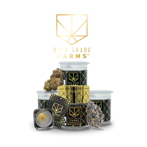 High Grade Farms cannabis jars and products featuring premium flower and concentrates.