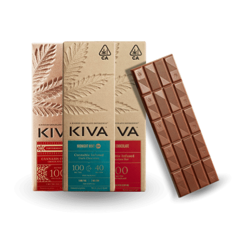 Kiva Confections cannabis-infused chocolate bars, available in multiple flavors.