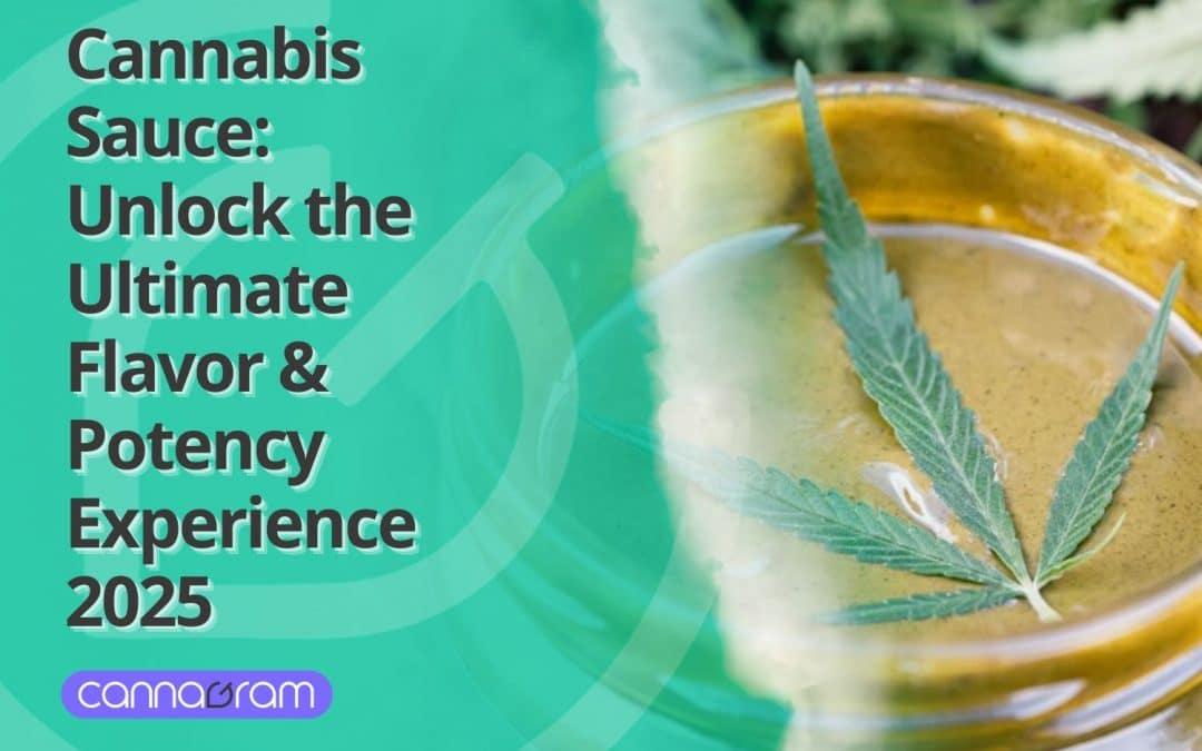 Promotional banner for Cannabis Sauce featuring a cannabis leaf over a sauce-like concentrate, emphasizing flavor and potency.