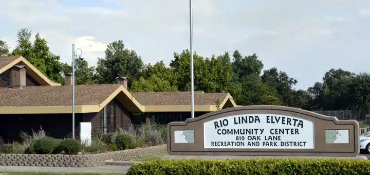 rio-linda-elverta-community-center Front view of Rio Linda Elverta Community Center building and entrance sign